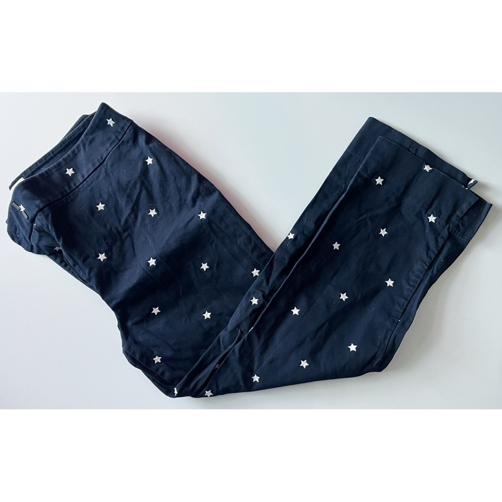 Talbots β’ Navy Heritage Ankle Pants with White Star Pattern
